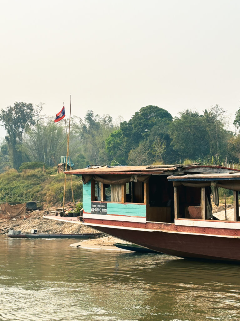 Slow boat on the Mekong River in Laos