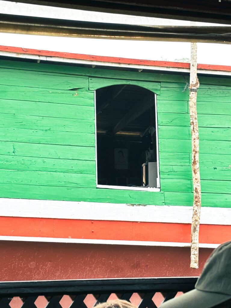 Close up of a window on the Laos slow boat