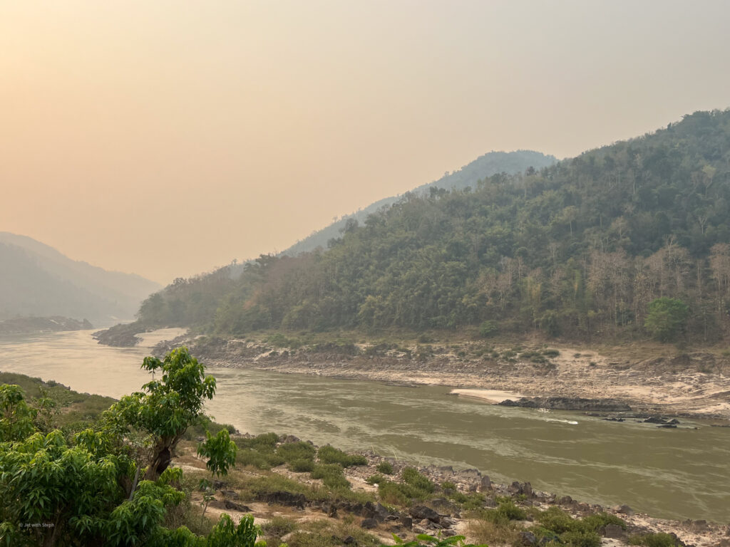 Sunset over the Mekong River from Pakbeng, Laos