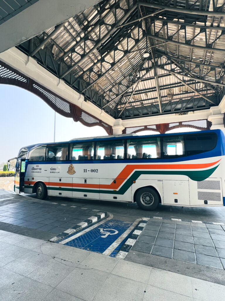 Bus across the Friendship Bridge between Thailand and Laos 