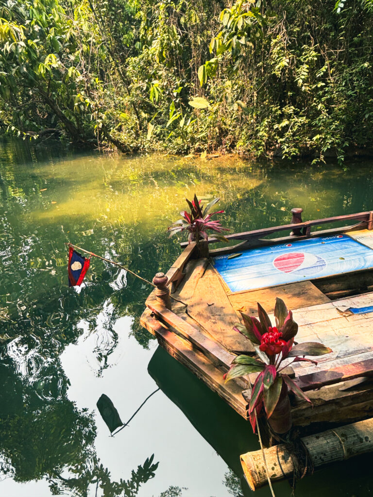 Bamboo boat in Laos