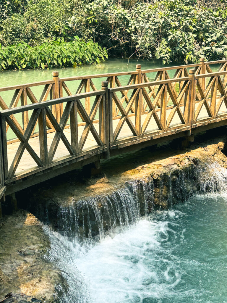 The main bridge at kuang si waterfall