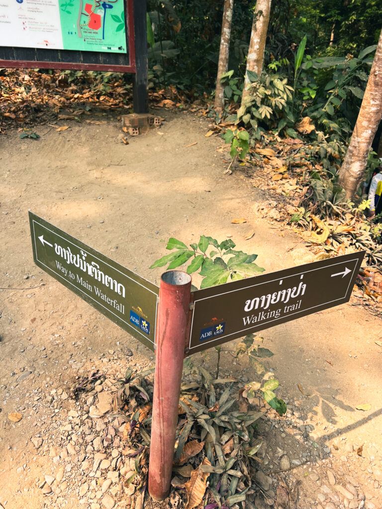 Signage at Kuang Si waterfall park